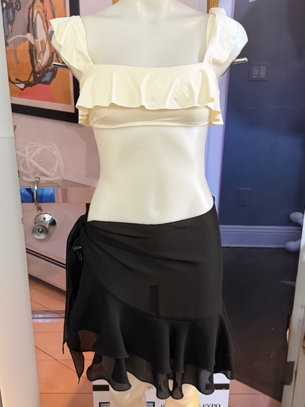 Chic Black Ruffle Tie-Side Swim Cover-Up Skirt